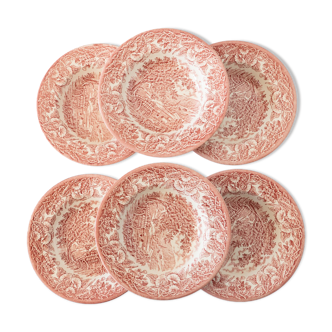 6 English Hollow Plates Eit Ltd England Vintage