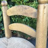 Low wooden chair and straw 50s