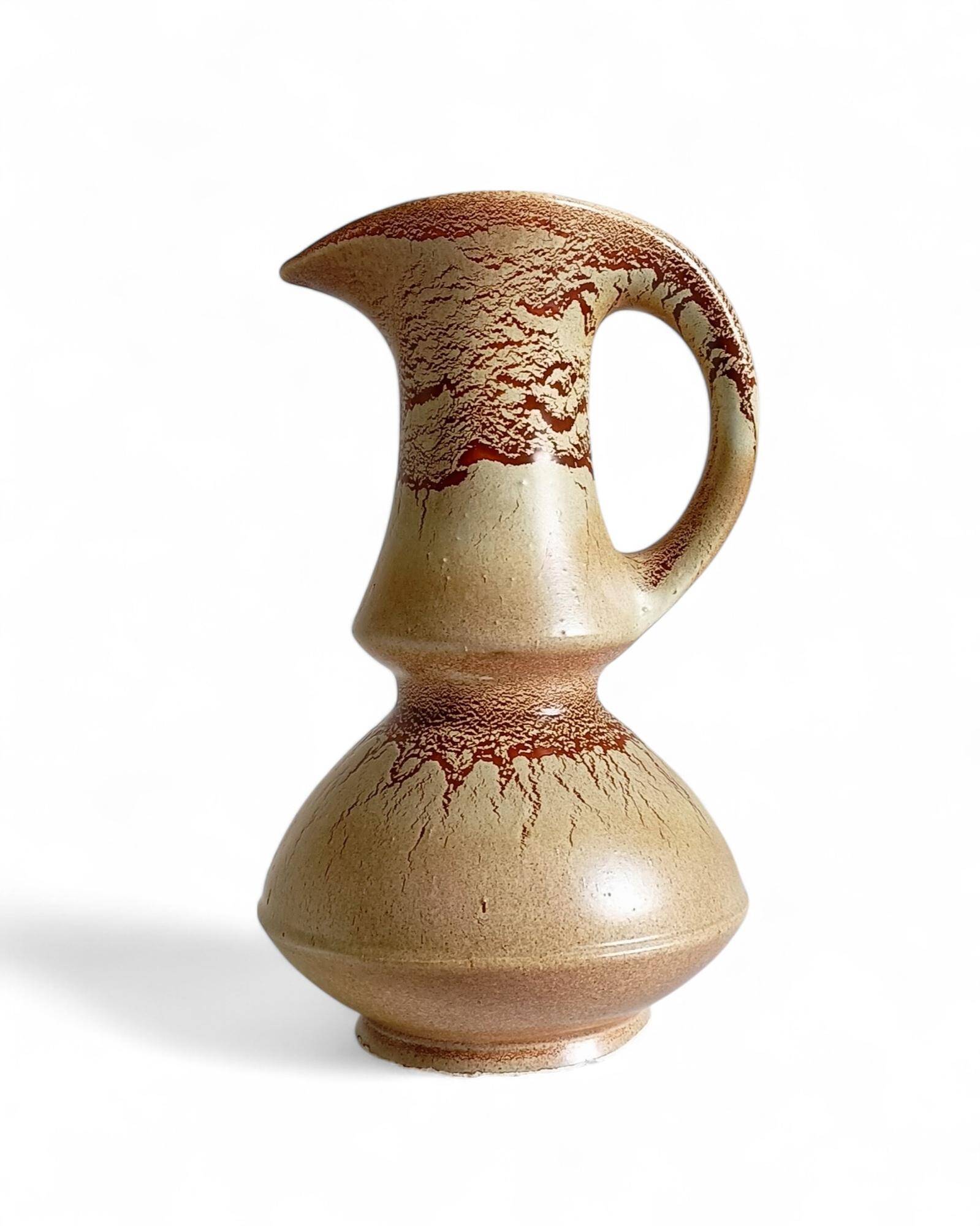 Mid-Century Ceramic Jug Vase by Roberto Rigon for Bertoncello, Signed, 1960s