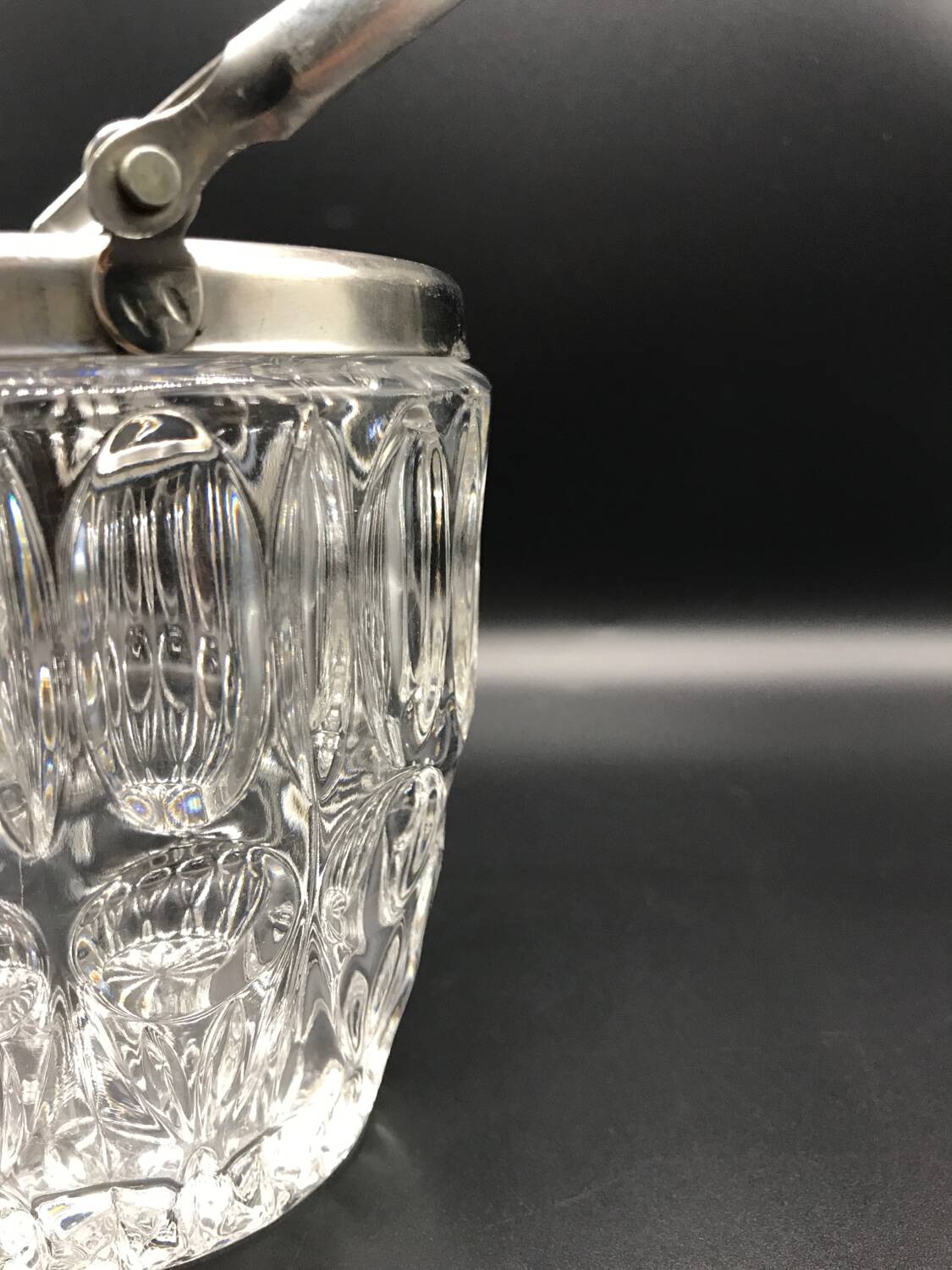 Crystal ice bucket and tongs