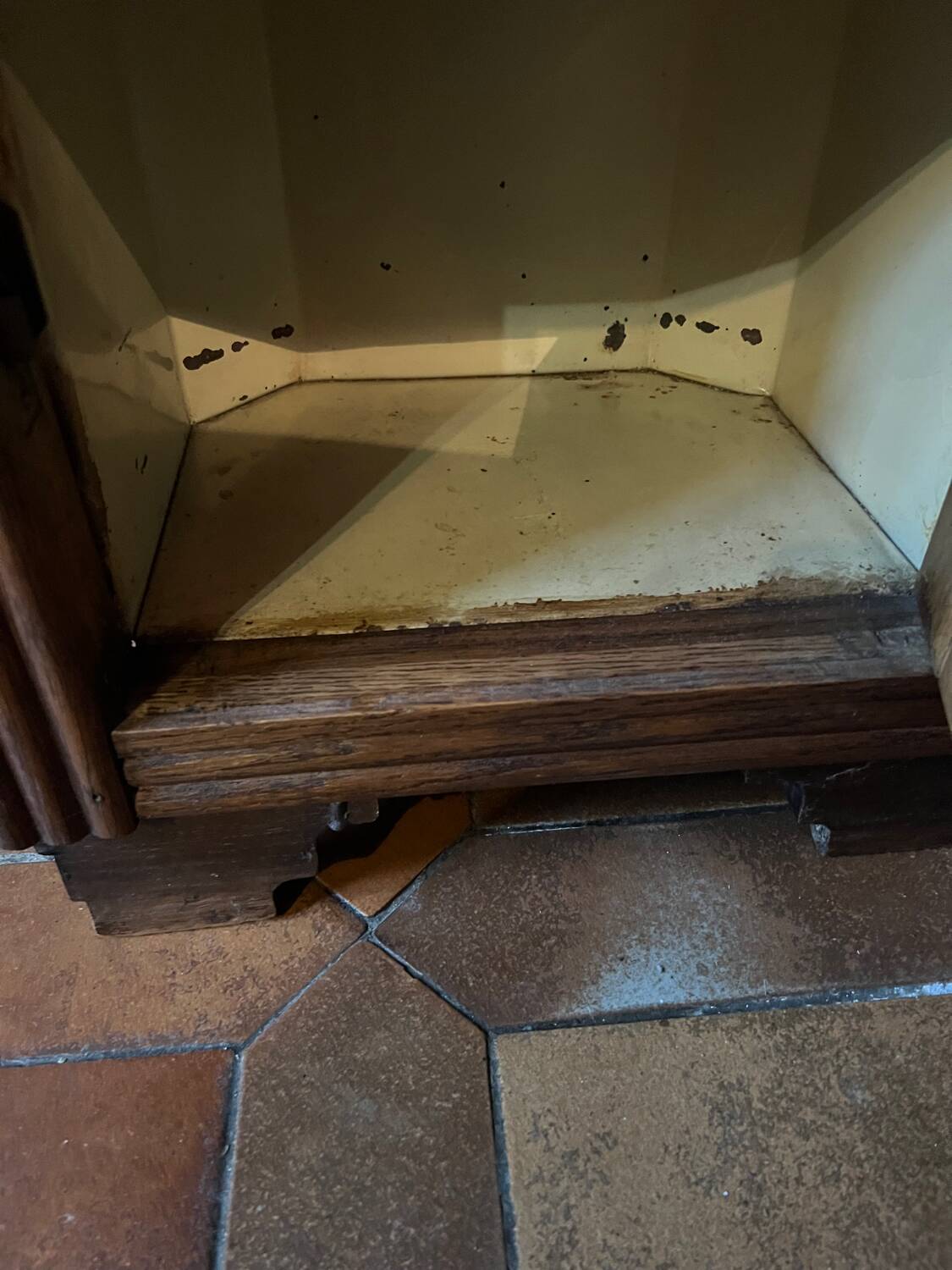 Antique bedside table with marble top