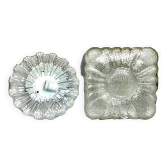 Paire de lampes à fleurs rondes et carrées en verre transparent à encastrer