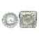 Pair clear glass round and square flush mount flower lamps
