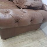 Mid-Century, Chesterfield sofa, natural leather