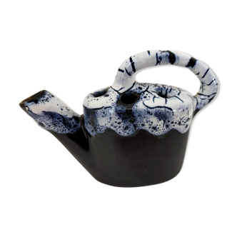 picnic blue ceramic watering can