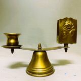 Church brass candle holder with matchbox