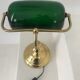 Former banker lampshade in opaline green brass lamp