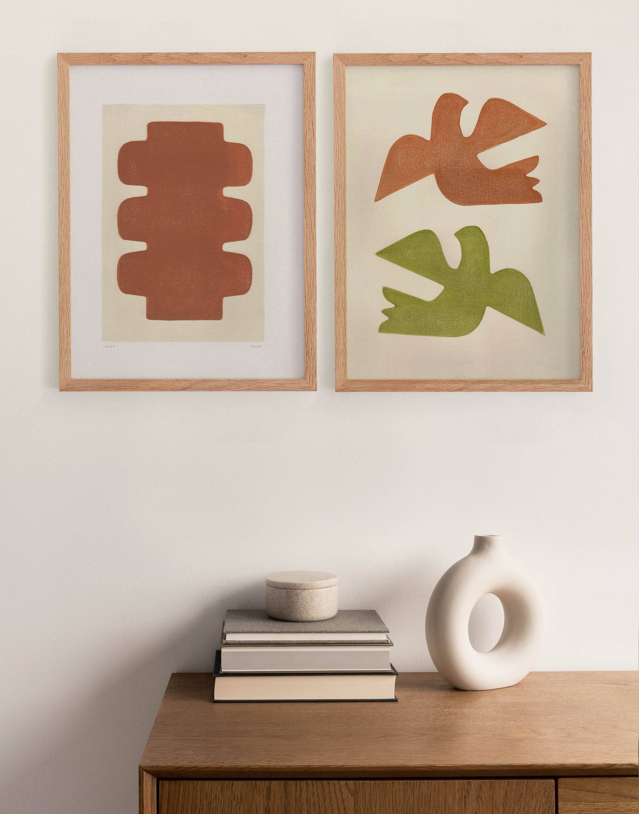 Duo of paintings - paintings on paper - 30x40cm - signed Eawy