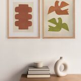 Duo of paintings - paintings on paper - 30x40cm - signed Eawy