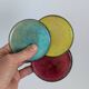 Set of 6 Vintage MCM Multicoloured Enamel on Copper Coasters from the 60s