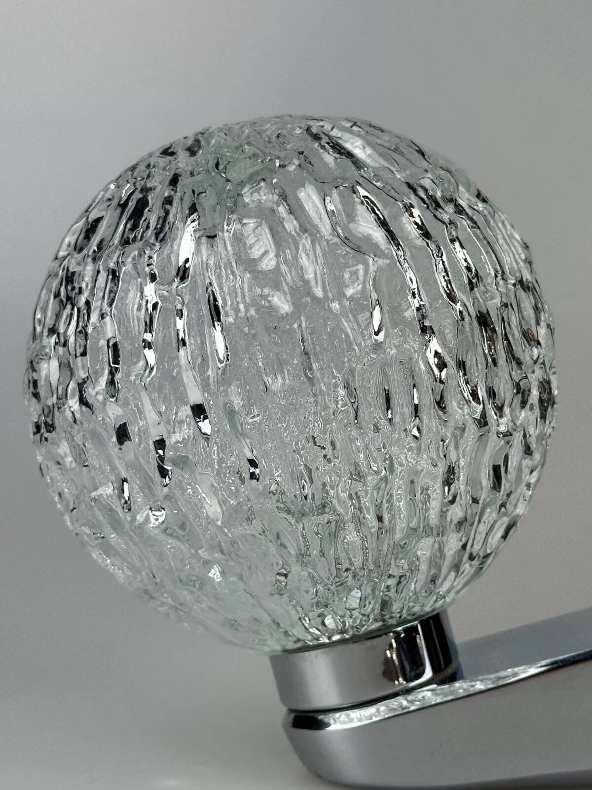60s 70s wall lamp ball lamp metal chrome & glass space age design