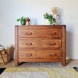 Art Deco chest of drawers in solid oak