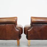 Set of 2 sheepskin leather armchairs