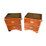Pair of English military campaign bedside tables