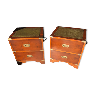 Pair of English military campaign bedside tables