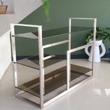 Metal and smoked glass console 1970