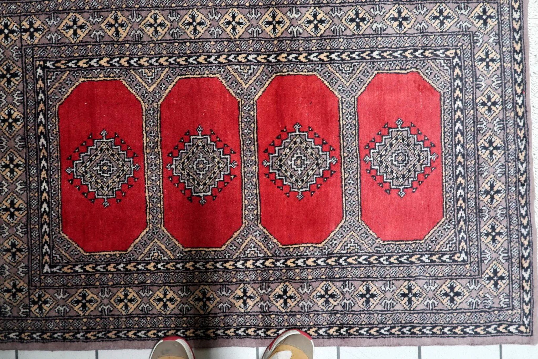 Vintage Uzbek Bukhara rug 92cm x 140cm 1960s