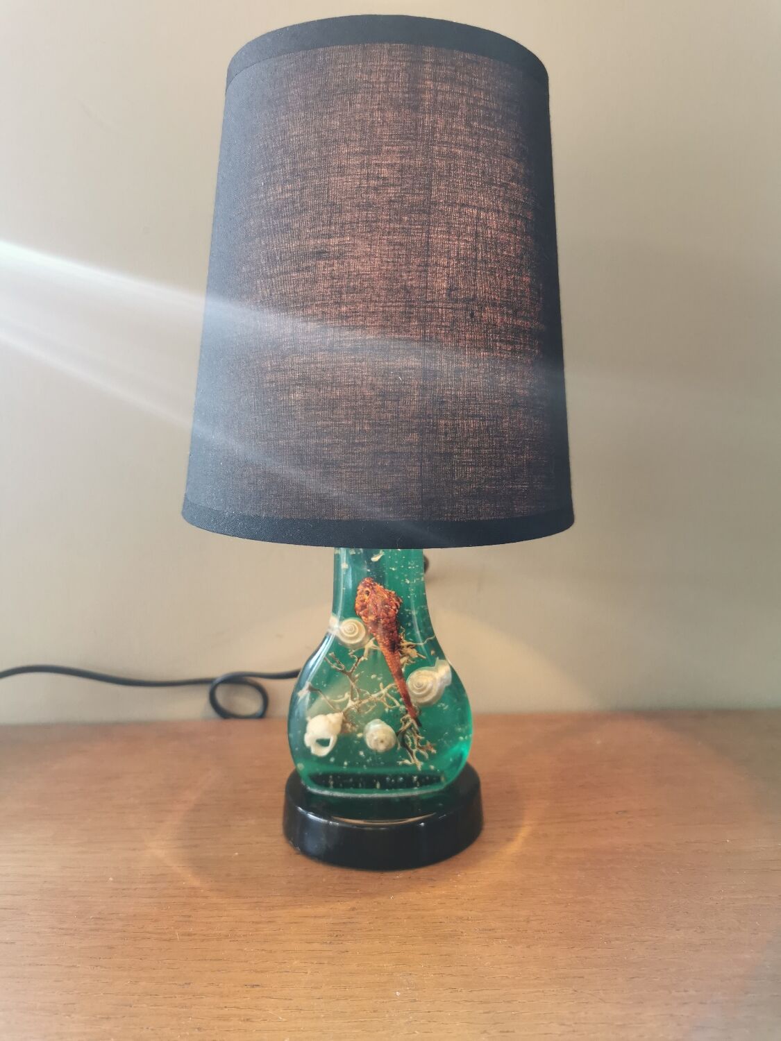 Vintage resin inclusion lamp curiosity cabinet