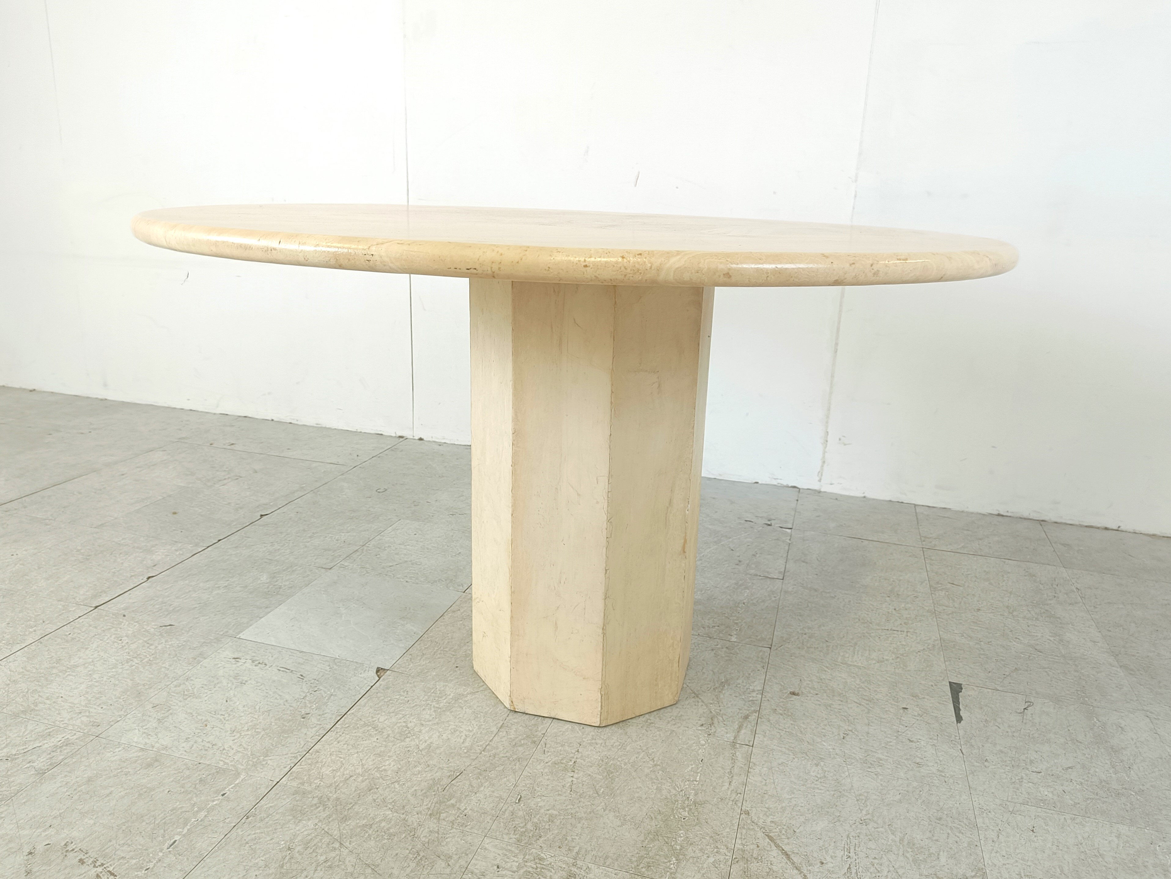 Round Italian travertine dining table 1970s