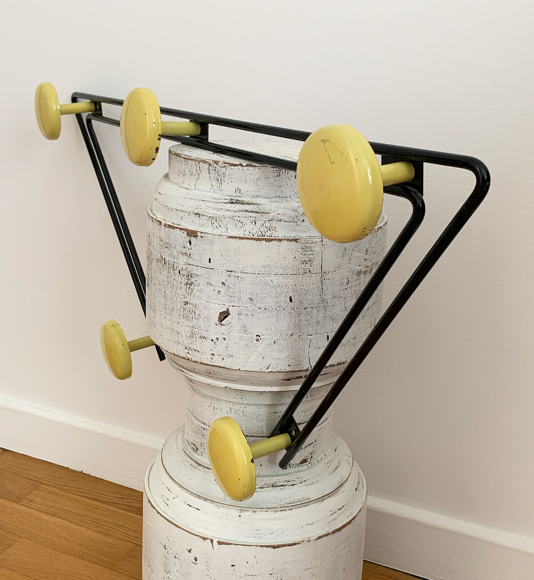 Mid-century metal wall-mounted coat rack