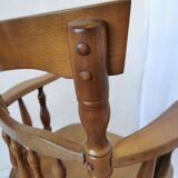 Vintage Beech Wood Windsor Dining Chair - 1970s Captains Armchair
