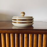 Jean Robj, Art Deco white and gold ceramic box, Robj Paris, France 1930s