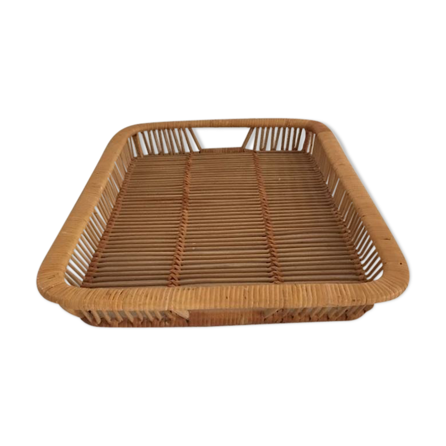 Wicker and rattan vintage tray