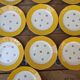 Set of 10 dessert plates with yellow border and floral decoration Sarreguemines