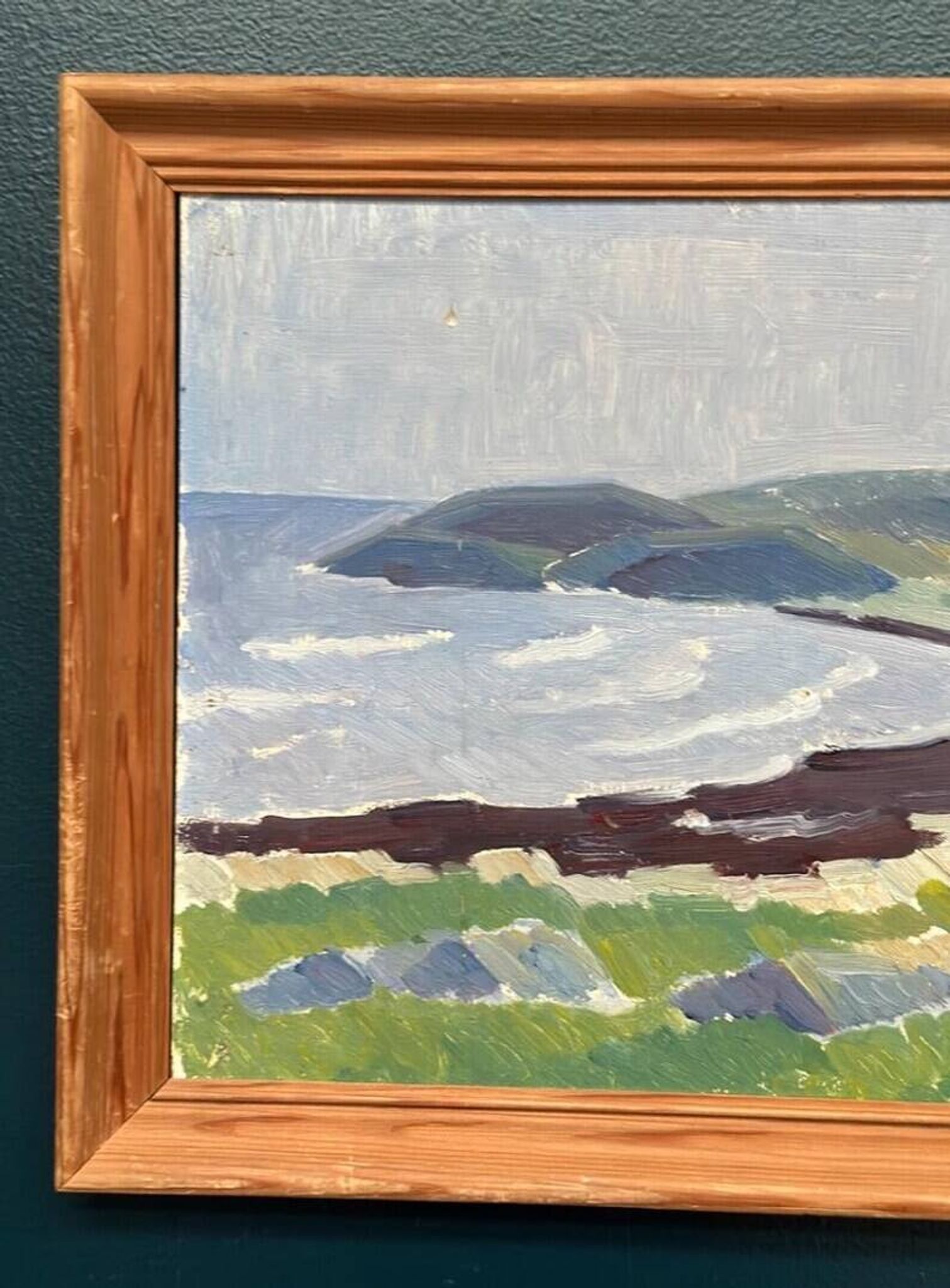 Original Swedish Oil on Panel – “Coastal Landscape” by Curt Rydell – Signed – Vintage & Framed – 33 × 40 cm (13" × 15.7")