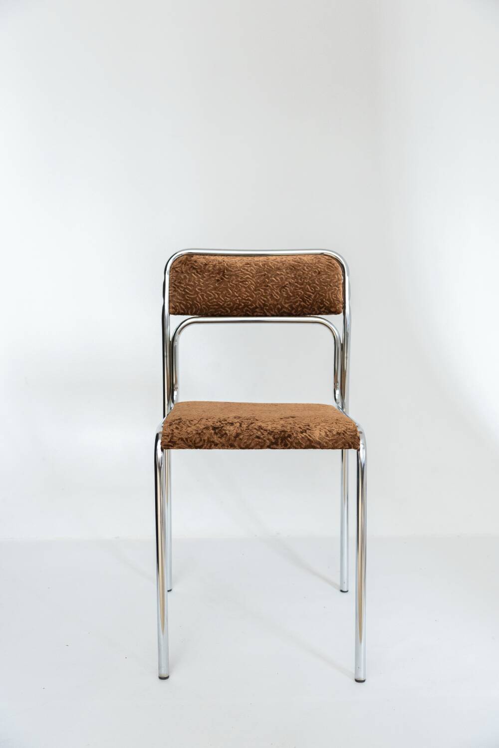 Chrome chair in brown velvet Italian design