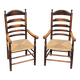 Early 20th century handcrafted and carved highback / ladder back chairs /