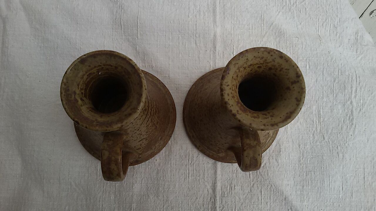 Pair of candlesticks in stoneware vintage 70