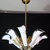 Murano white glass petal chandelier