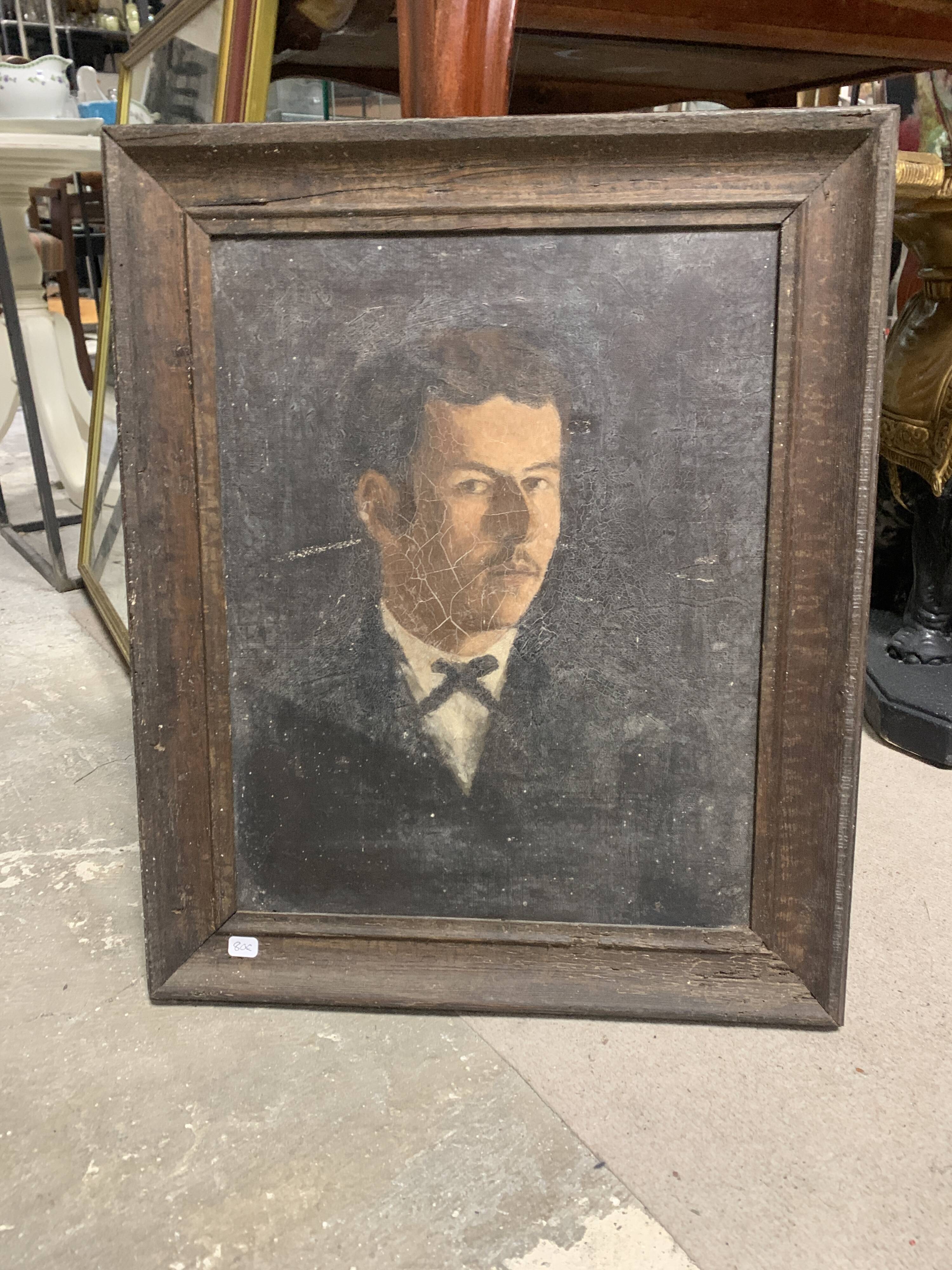 Old portrait of a man 50 x 41 XIX