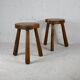 Pair of brutalist stools, France, circa 1960
