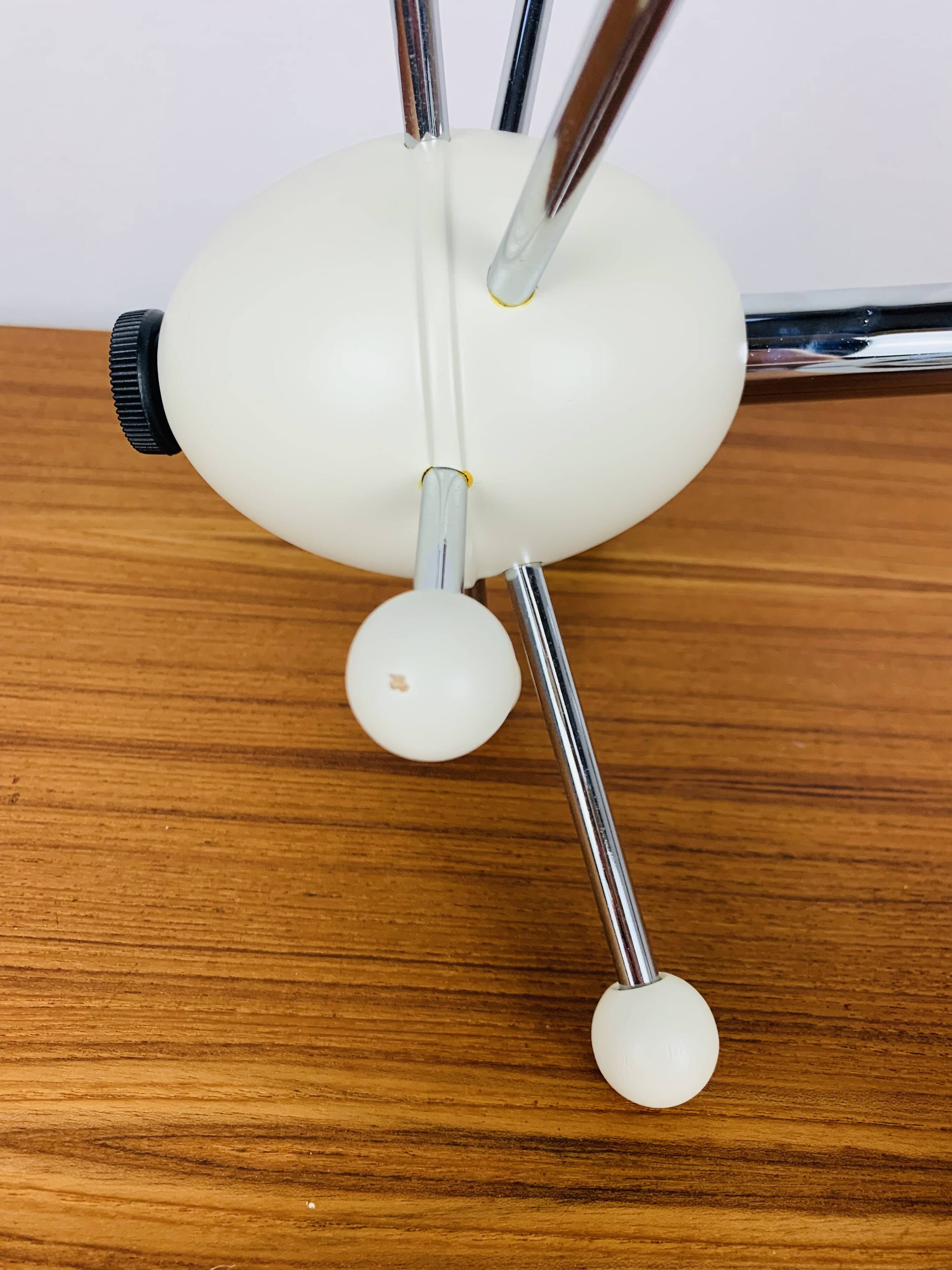 Sputnik wall coat rack, white and chrome, vintage