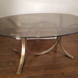 Vintage table year 70 in glass and chrome legs