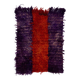 Vintage Hand-Knotted Shag Pile Tulu Rug in Red and Purple, 100% Mohair Wool