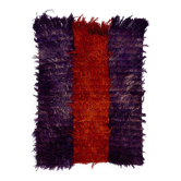 Vintage Hand-Knotted Shag Pile Tulu Rug in Red and Purple, 100% Mohair Wool