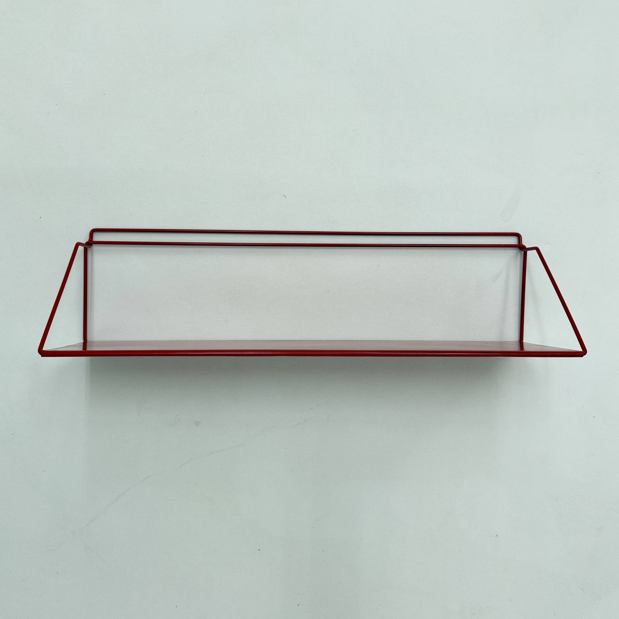 Vintage red metal wall unit book shelf , 1970s