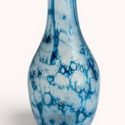 Brutalist Blue and White Reactive Art Glass Vase, Europe, 1970s