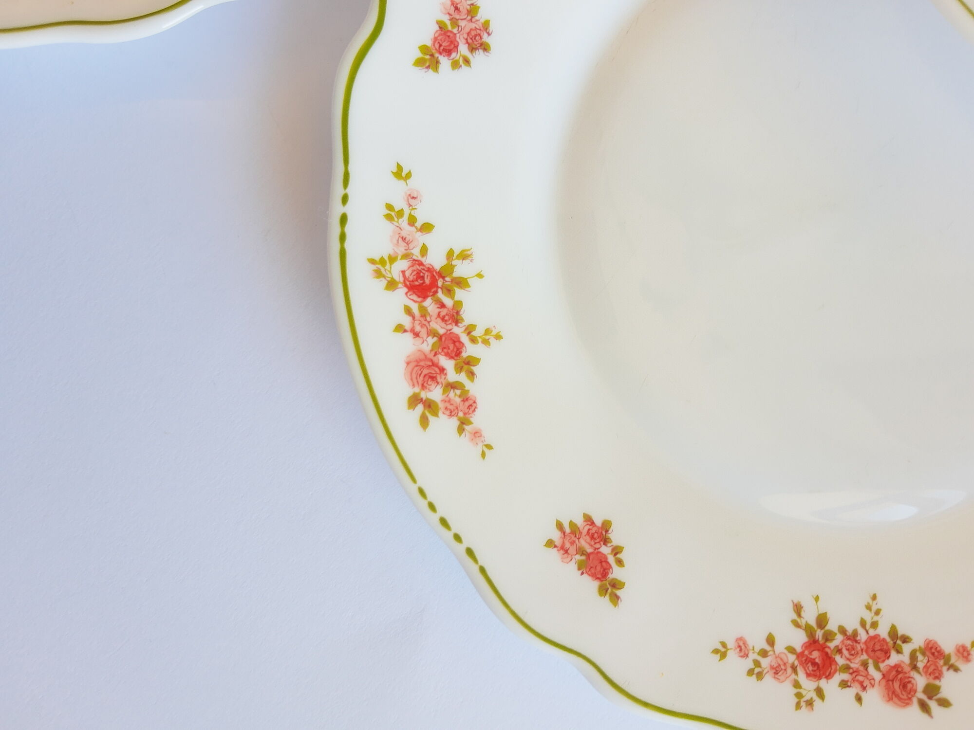 Set of 8 dessert plates opaline pink patterns Arcopal France Vintage
