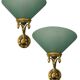 Large Green Murano Glass Brass Sconces Set of 2