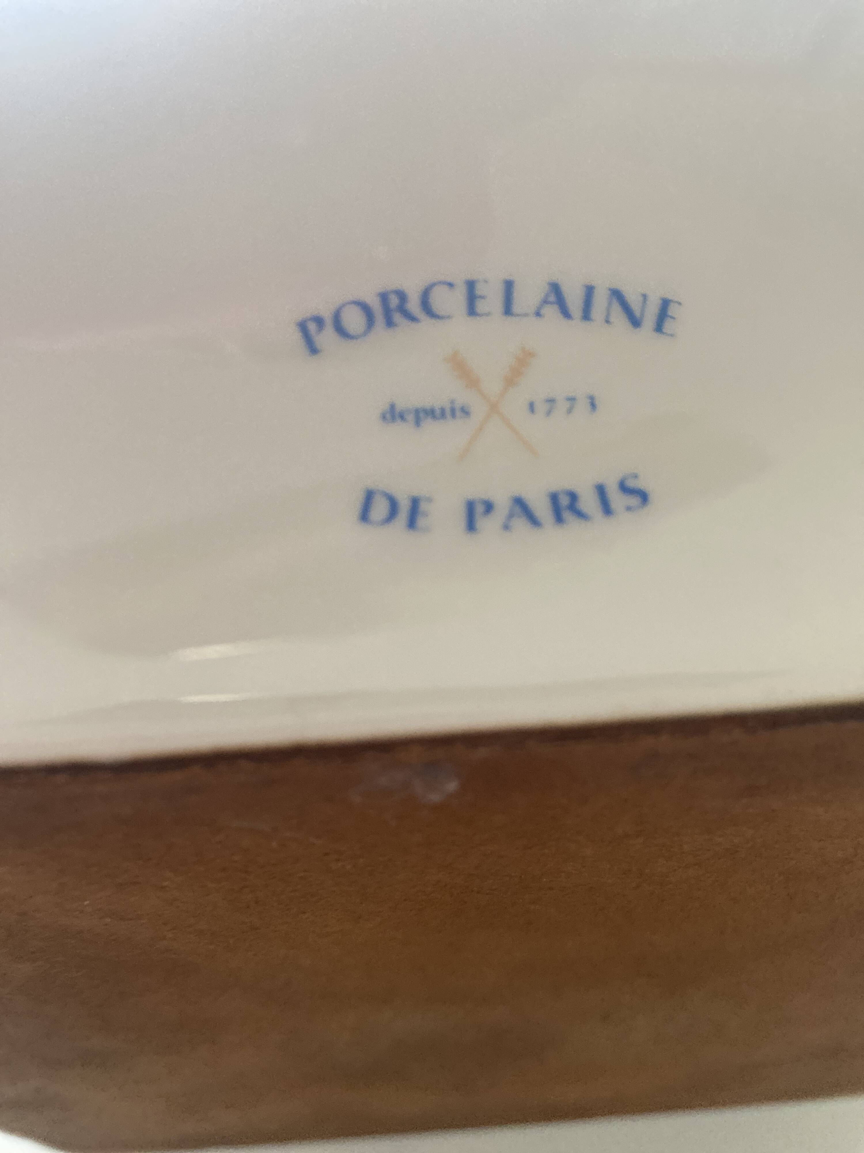 Paris porcelain trinket tray, 25cm x 25cm