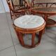 Sofa armchairs and coffee table in vintage rattan of six pieces