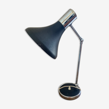 Lampe de bureau vintage noire et chrome des années 1960