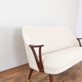 Mid-Century Norwegian Teak & Boucle Sofa, 1960s.