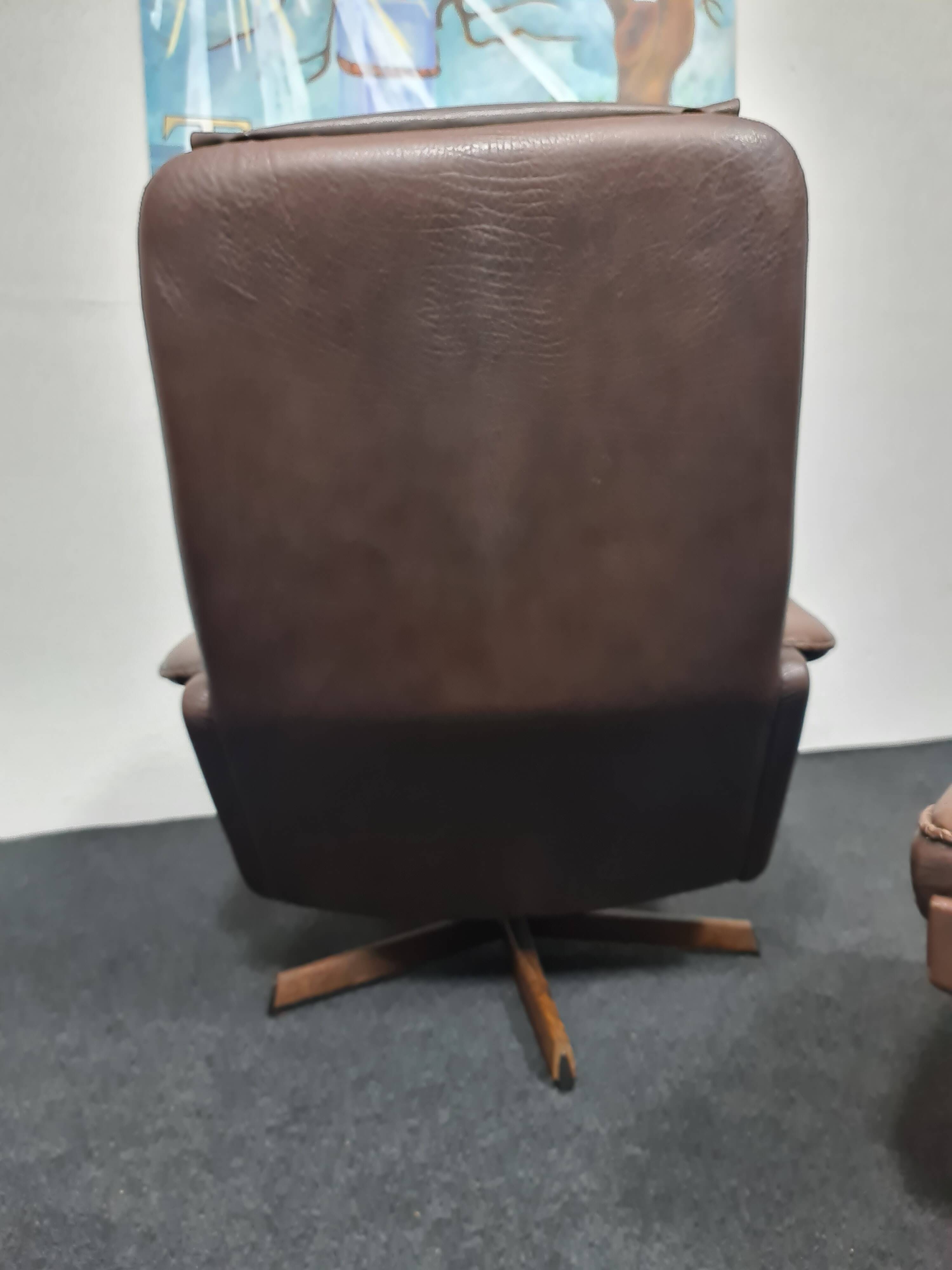Danish Madsen & Schubell vintage swivel lounge armchair and ottoman