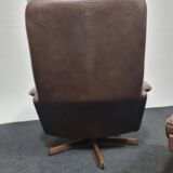 Danish Madsen & Schubell vintage swivel lounge armchair and ottoman