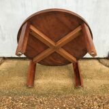 Coffee table oak and leather 1950